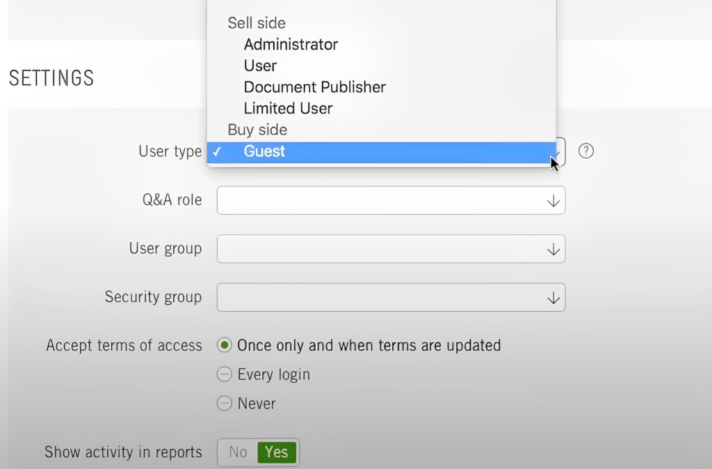 settings in data room