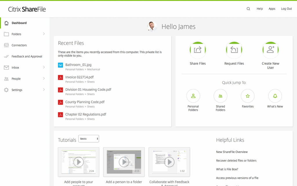 Citrix ShareFile interface