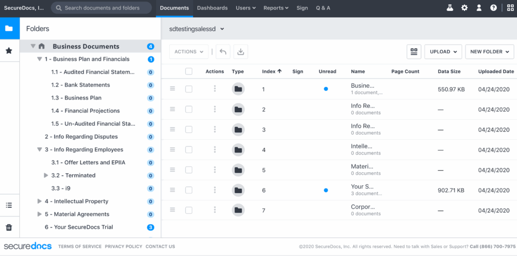 SecureDocs interface