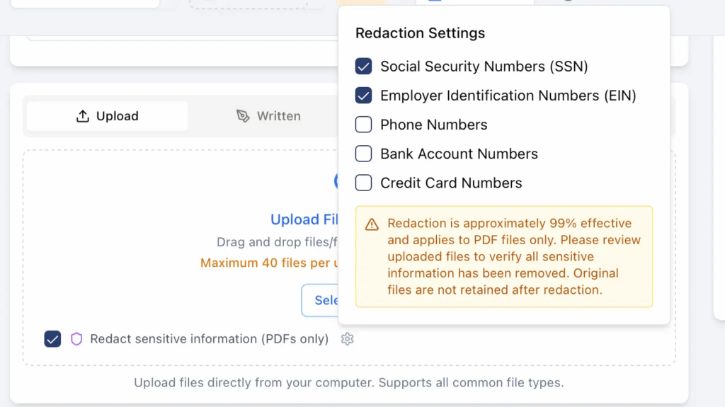 Vetting Vault interface